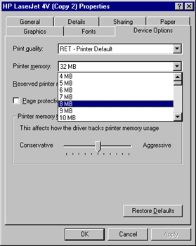 setting ram for printers
